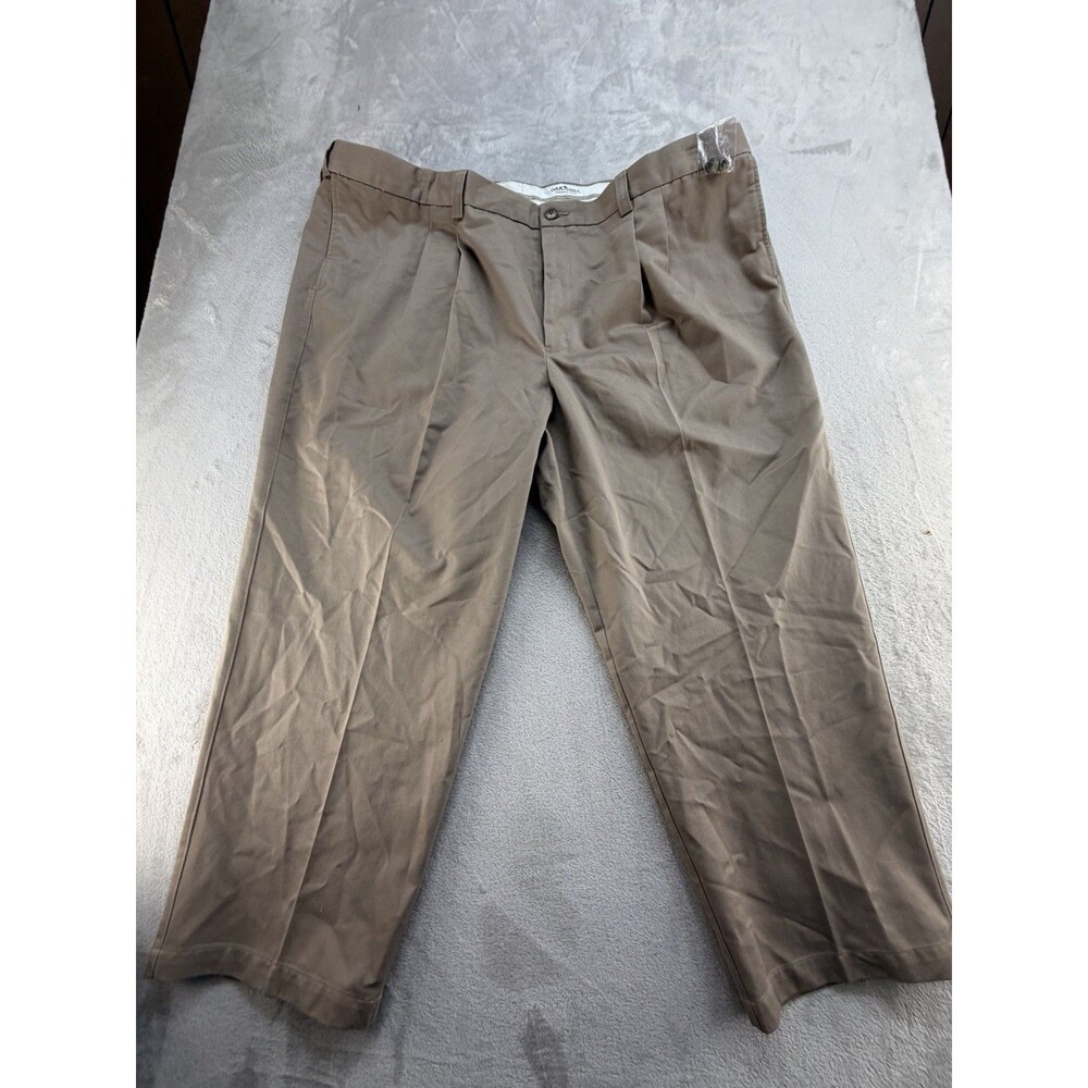 Oak Hill Mens Pants 52X28 Khaki Tan Stretch Performance Big Tall New Pleated